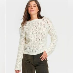 Universal Thread White Crochet Sweater